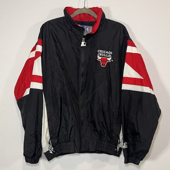 Chicago Bulls Windbreaker Starter Jacket Mens Size L Full Zip Vintage 90s *READ - Picture 1 of 16